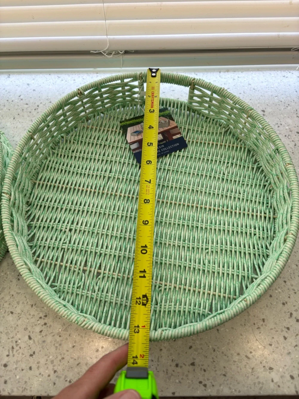NWT Nautica Mint Resin Woven Round Serving Tray Set